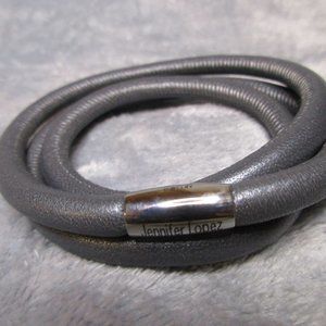Endless Triple Leather Anthracite Metallic Bracelet By JLO 9 inch NEW A19